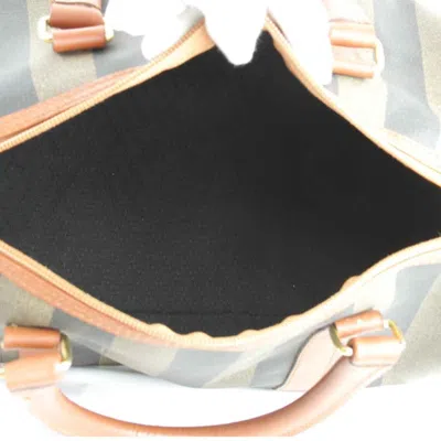 Shop Fendi Pequin Brown Leather Travel Bag ()