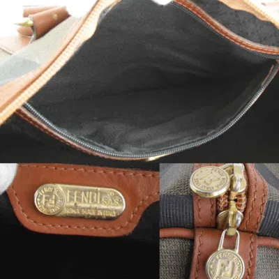 Shop Fendi Pequin Brown Leather Travel Bag ()
