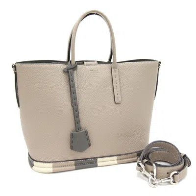 Shop Fendi Selleria Grey Leather Tote Bag ()