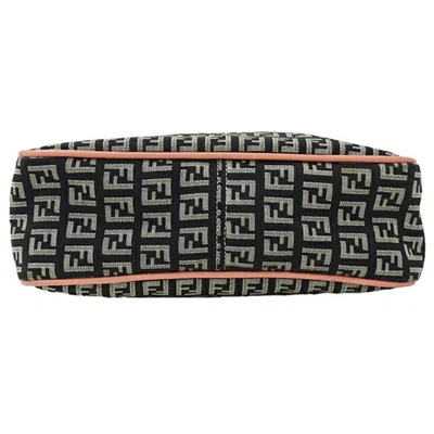 Shop Fendi Zucchino Black Canvas Shoulder Bag ()