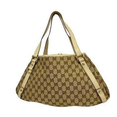 Shop Gucci Abbey Beige Canvas Tote Bag ()