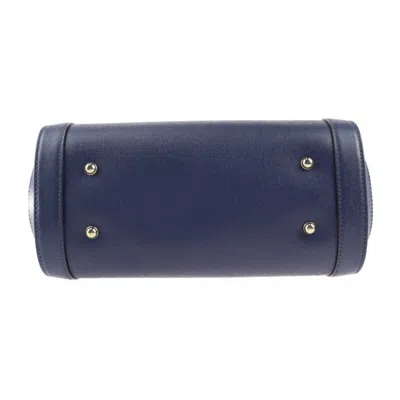 Shop Gucci Bamboo Navy Leather Tote Bag ()