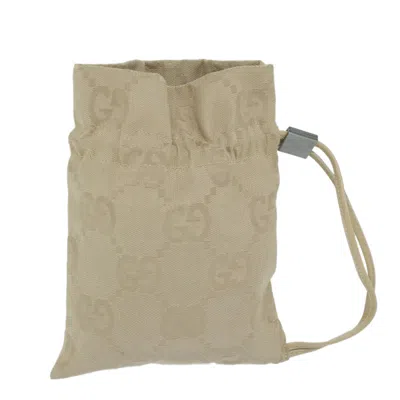 Shop Gucci Drawstring Beige Canvas Clutch Bag ()