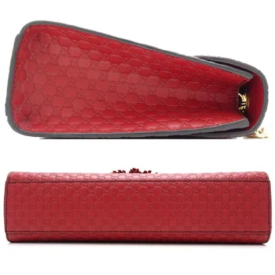 Shop Gucci Micro Ssima Red Leather Shoulder Bag ()