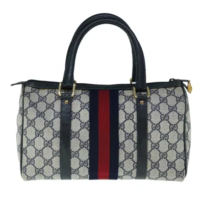 Shop Gucci Sherry Grey Canvas Travel Bag ()