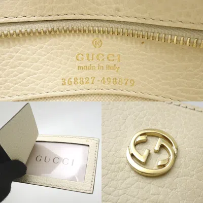 Shop Gucci Swing Ecru Leather Shoulder Bag ()