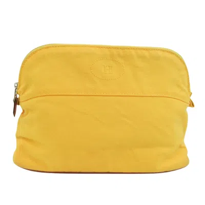 Shop Hermes Hermès Bolide Yellow Cotton Clutch Bag ()