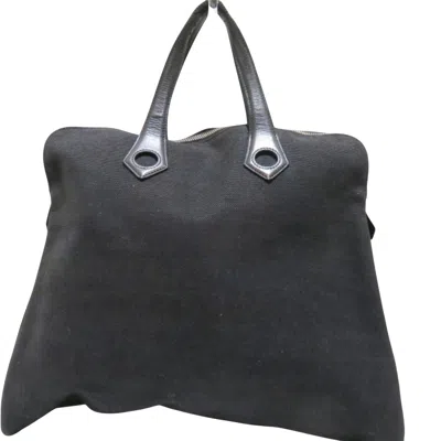 Shop Hermes Hermès Heeboo Black Canvas Tote Bag ()