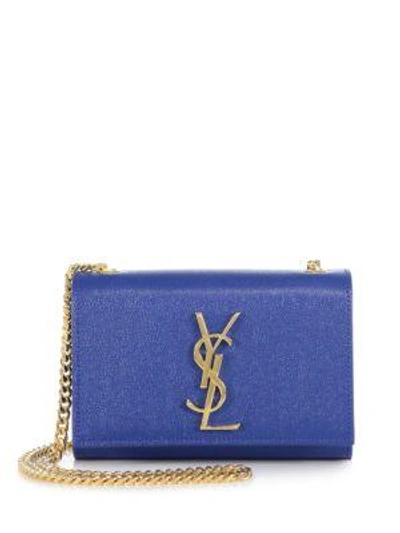 Shop Saint Laurent Monogram Small Leather Chain Bag In Blue Royal