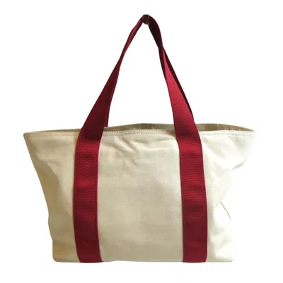 Shop Prada Cabas Beige Canvas Tote Bag ()