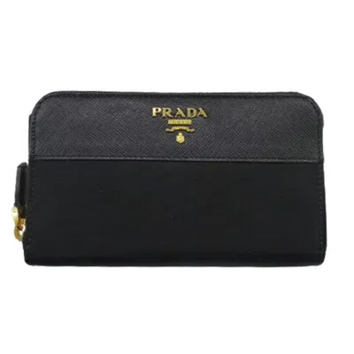 Shop Prada Saffiano Black Synthetic Wallet  ()