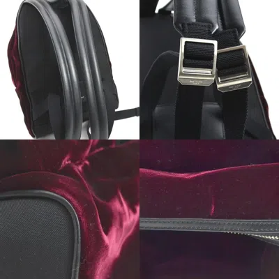 Shop Saint Laurent Burgundy Velvet Backpack Bag ()