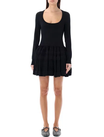 Shop Alaïa Crinoline Mini Dress In Black