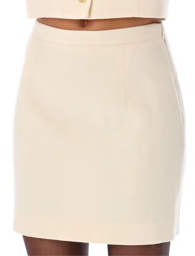Shop Alessandra Rich Tweed Boucle Mini Skirt In Ivory