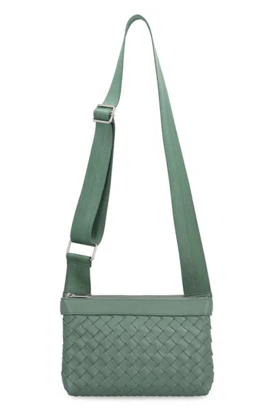 Shop Bottega Veneta Intrecciato Duo Crossbody Bag In Green