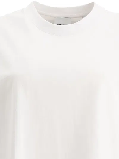 Shop Burberry T-shirt With Check Sleeves In White