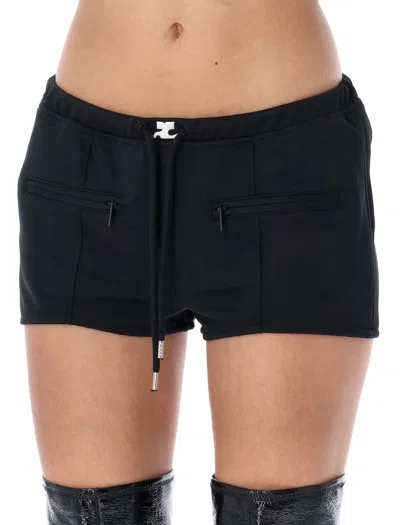 Shop Courrèges Tracksuit Mini Shorts In Black