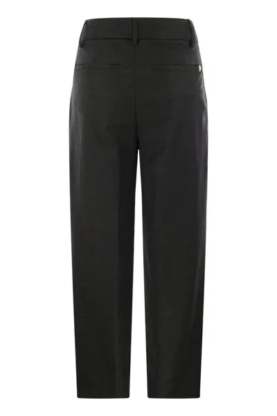 Shop Dondup Sheryl - Loose Flannel Trousers In Black