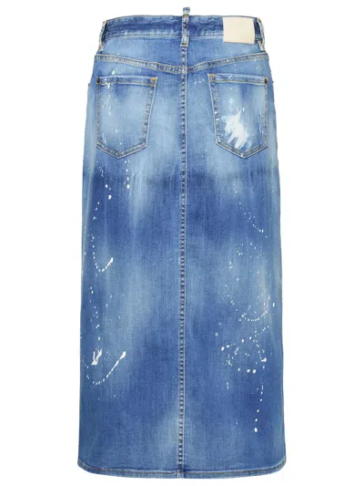 Shop Dsquared2 Blue Cotton Blend Skirt