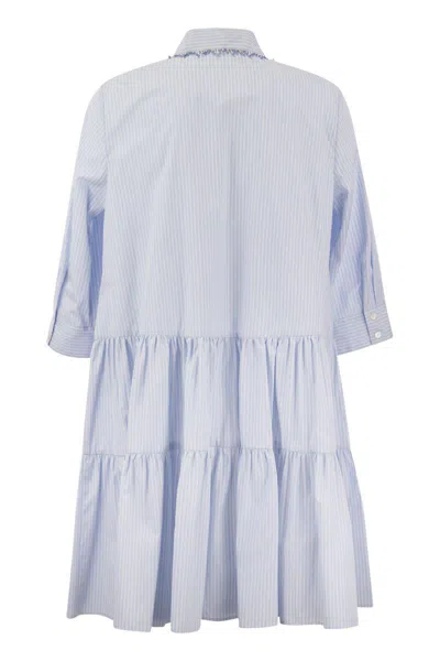 Shop Fabiana Filippi Organic Cotton Chemise Dress In Blue