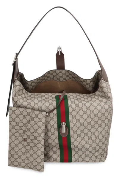 Shop Gucci Jackie 1961 Gg Supreme Fabric Shoulder Bag In Beige