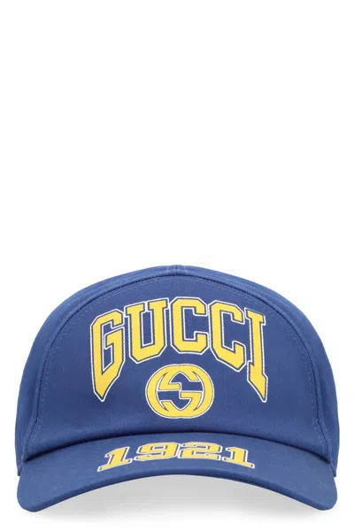 Shop Gucci Logo Baseball Cap In Blue
