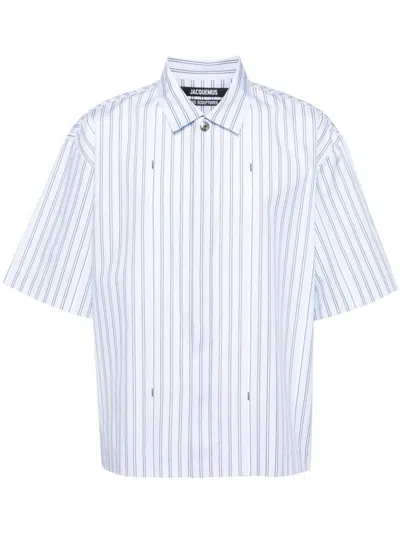 Shop Jacquemus Shirts In Blue Stripe