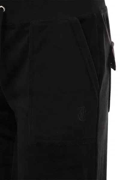 Shop Juicy Couture Cotton Velvet Trousers In Black