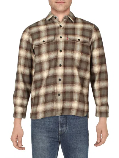 Shop Levi's Classic Worker Mens Flannel Plaid Button-down Shirt In Multi