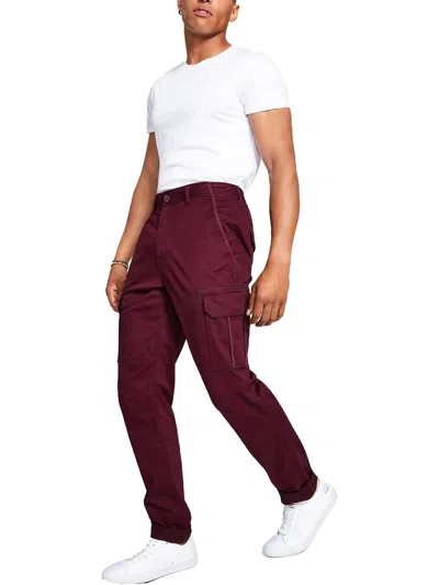 Shop Sun + Stone Mens Tapered Fit Trim Cargo Pants In Red