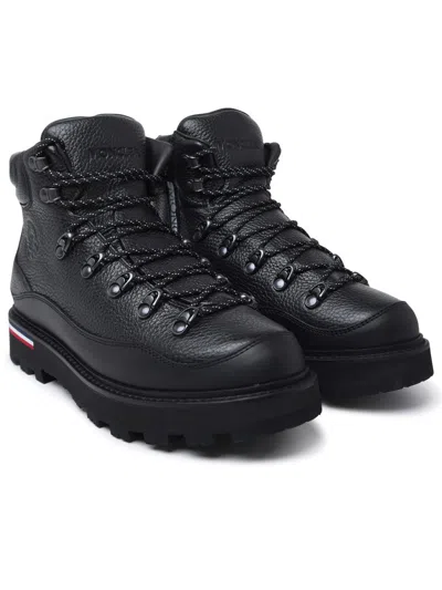 Shop Moncler Peka Trek Black Leather Boots