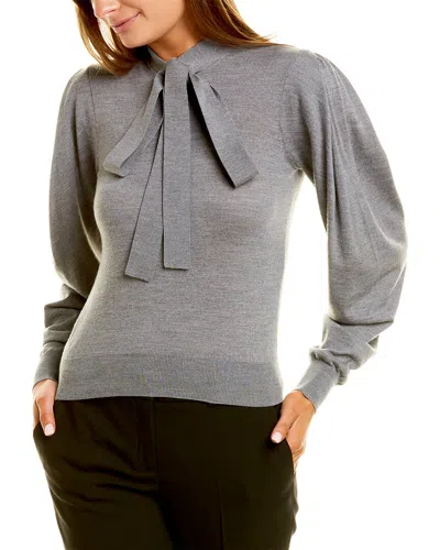 Shop Michael Kors Bow Blouse In Grey