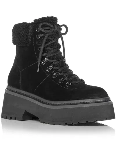 Shop Aqua Thea Womens Suede Zipper Winter & Snow Boots In Black