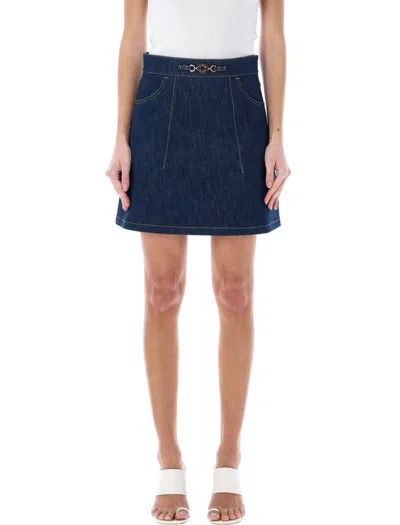 Shop Patou Denim Mini Skirt In Rodeo Blue