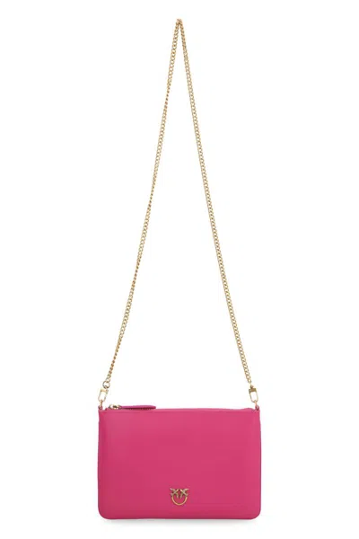 Shop Pinko Leather Crossbody Bag In Fuchsia