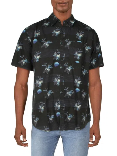Shop Hurley Mens Cotton Printed Hawaiian Print Shirt In Black