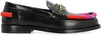 Shop Pucci Luna Leather Loafers In Black