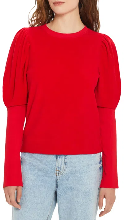 Shop Goldie Tees Puff Sleeve Sweatshirt In Red