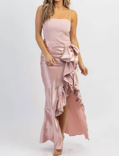 Shop Mable Siobhan Side Ruffle Dress In Dusty Pink