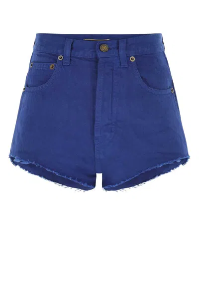 Shop Saint Laurent Shorts In Blue