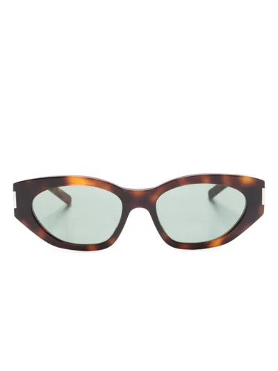 Shop Saint Laurent Sl 638 Sunglasses In Brown