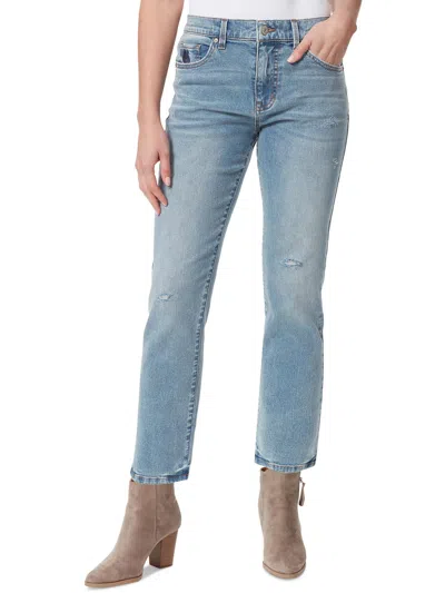 Shop Gloria Vanderbilt Miles Womens Mid-rise Distressed Straight Leg Jeans In Multi