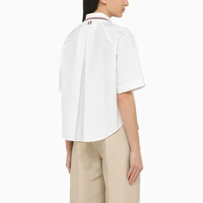 Shop Thom Browne Short-sleeved Shirt With Patch In White