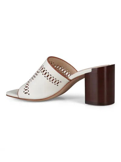 Tod's Perforated Block Heel Sandals In White