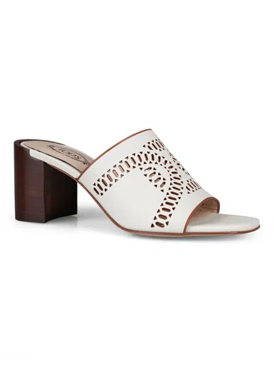 Shop Tod's Perforated Mules Shoes In White