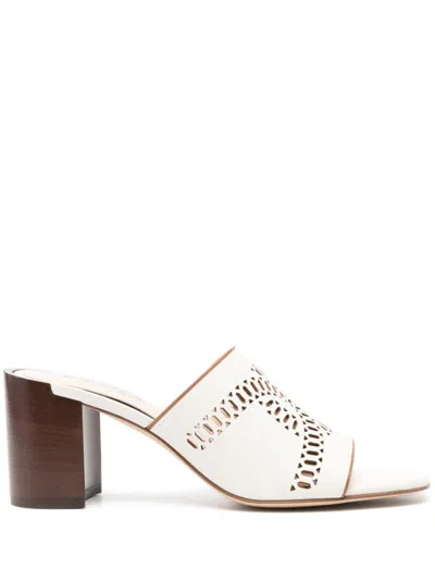 Shop Tod's Perforated Mules Shoes In White