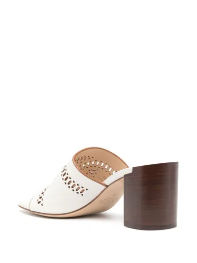 Shop Tod's Perforated Mules Shoes In White