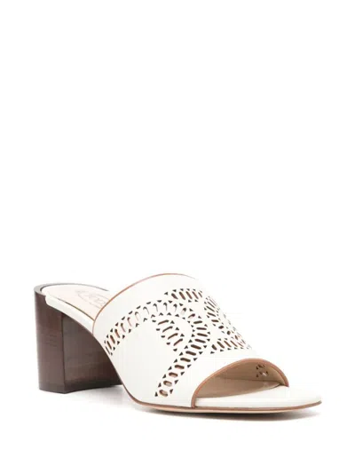 Shop Tod's Perforated Mules Shoes In White