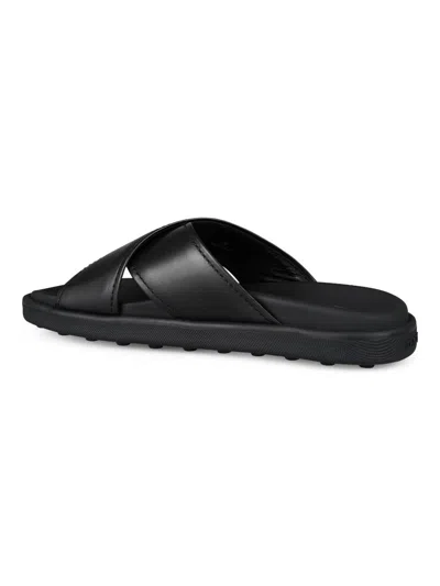 Tod's Slides Cross Strap Flat Sole Open Toe In Black