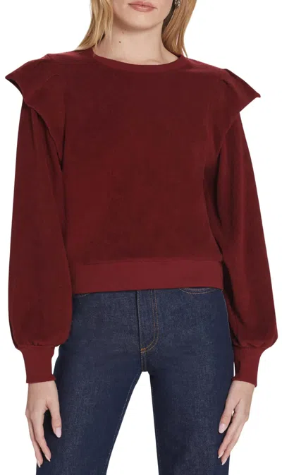 Shop Goldie Tees Ruffle Sweatshirt In Pomegranate In Red